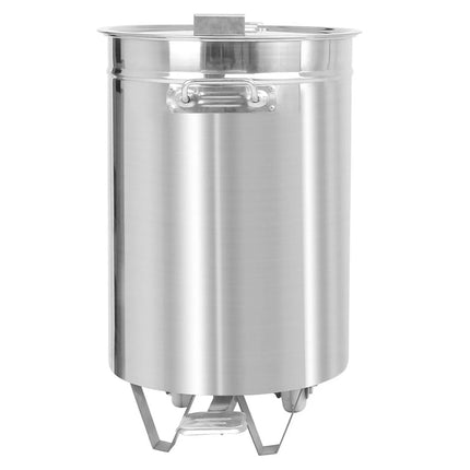 GGM Gastro Commercial Waste bin - Pedal bin - 95L - 600(H)x450(W)x450(D)mm - with foot pedal; slow-closing lid; wheels & handles - Stainless steel