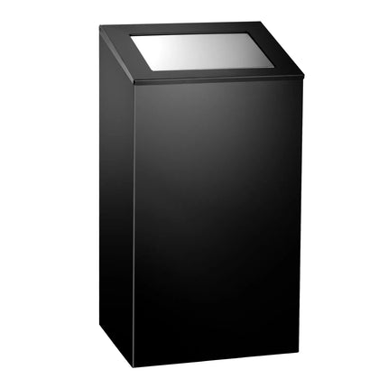 GGM Gastro Commercial Waste bin - Push-top bin - 38L - 600(H)x300(W)x215(D)mm - Black - Stainless steel
