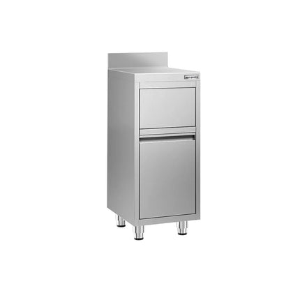 GGM Gastro Commercial Waste bin - Push-top bin - 400x600x1150mm - with slow-closing lid - rounded corners & stable 4-foot base - Stainless steel