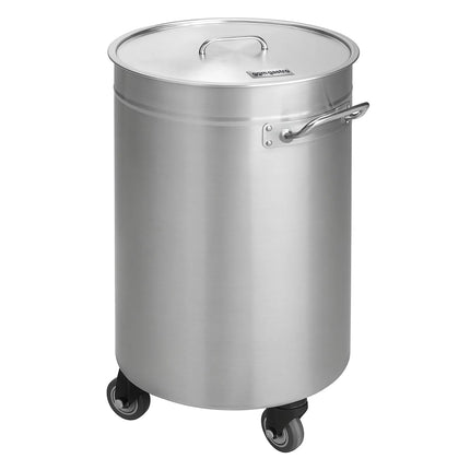 GGM Gastro Commercial Waste bin - Push-top bin - 75L - 450x450x520mm - with rear wheels & stand base & slow-closing lid - Stainless steel