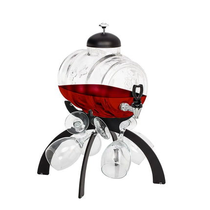 GGM Gastro Commercial Wine Dispenser - 4L - Black - incl. 4 Wine Glasses