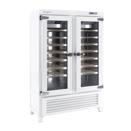 GGM Gastro Commercial Wine Fridge - Pine Wood & Glass Doors - Freestanding - Single Zone - 640L - max. 84 bottles