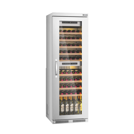 GGM Gastro Commercial Wine Fridge - Stainless Steel - Dual Zone - 100L - max. 72 bottles