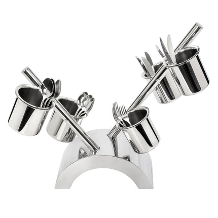 GGM Gastro Condiment & Cutlery Holder - 360x200mm - Height: 590mm - Stainless steel - with 5 containers - removable cutlery container