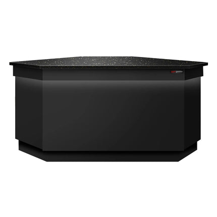 GGM Gastro Corner Till Counter TORONTO - 1565mm - Black front panel - Black granite worktop - Matt black finish - Stainless steel body