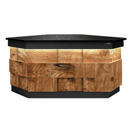 GGM Gastro Corner Till Counter TORONTO - 1569mm - Wood-effect front panel - Black granite worktop - Matt black finish - Stainless steel body