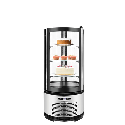 GGM Gastro Countertop 4-Sided Glass Display Fridge - 100L - 480mm - Double glazing - round - with 3 glass shelves
