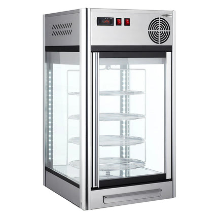 GGM Gastro Countertop 4-Sided Glass Display Fridge - 108L - 470mm - Double glazing - square - with 4 rotating shelves - 1 glass door - for patisserie