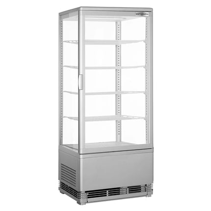 GGM Gastro Countertop 4-Sided Glass Display Fridge - 98L - 428mm - Double glazing - square - with 5 shelves - 1 glass door