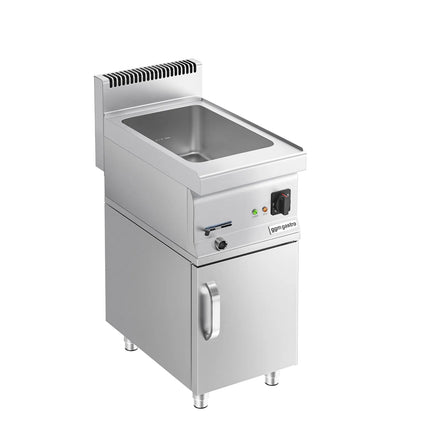 GGM Gastro Countertop Bain Marie - GN 1/1 or 2x GN 1/2 - 1,2 kW - incl. Substructure with 1 door - with Drain Tap