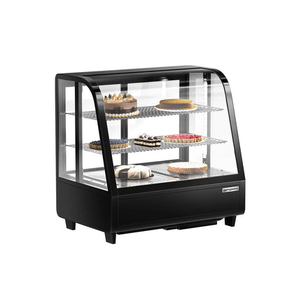 GGM Gastro Countertop display fridge - 100L - 682mm - Double glazing - round - with 2 shelves - rear sliding glass doors