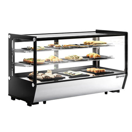 GGM Gastro Countertop display fridge - 200L - 1219mm - Double glazing - square - with 2 adjustable chrome shelves - rear sliding glass doors