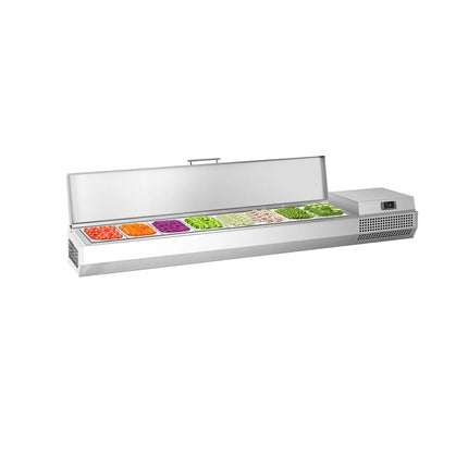 GGM Gastro Countertop Prep Well / Refrigerated Topping Unit PREMIUM PLUS - 1976x260mm - 8x GN 1/3