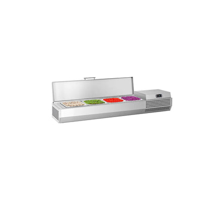 GGM Gastro Countertop Prep Well / Refrigerated Topping Unit PREMIUM PLUS - 1328x260/413mm - 4x GN 1/3