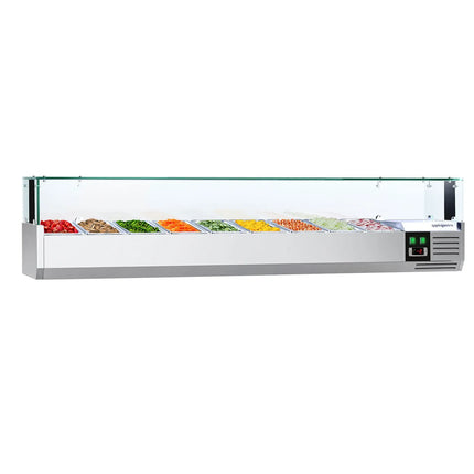 GGM Gastro Countertop Prep Well / Refrigerated Topping Unit PREMIUM - with LED Lighting - 2000x395mm - 9x GN 1/3