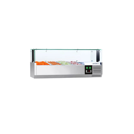 GGM Gastro Countertop Prep Well / Refrigerated Topping Unit PREMIUM - with LED Lighting - 1200x395mm - 3x GN 1/3 + 1x GN 1/2