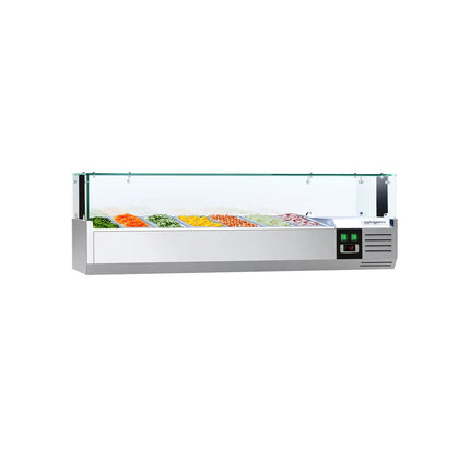 GGM Gastro Countertop Prep Well / Refrigerated Topping Unit PREMIUM - with LED Lighting - 1500x335mm - 7x GN 1/4