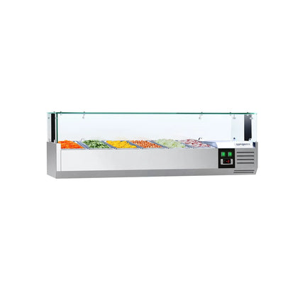 GGM Gastro Countertop Prep Well / Refrigerated Topping Unit PREMIUM - with LED Lighting - 1400x335mm - 6x GN 1/4