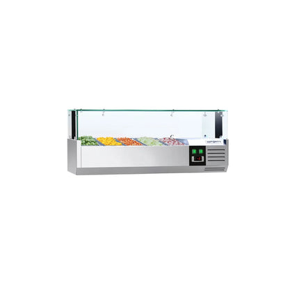 GGM Gastro Countertop Prep Well / Refrigerated Topping Unit PREMIUM - with LED Lighting - 1200x335mm - 5x GN 1/4