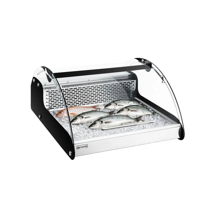GGM Gastro Countertop refrigerated display case - 118L - 695mm - Double glazing - round - 1 folding glass door - for fresh fish