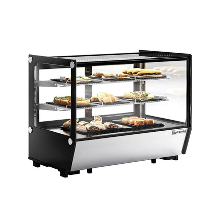 GGM Gastro Countertop refrigerated display case - 160L - 880mm - Double glazing - square - with 2 shelves - rear sliding glass doors