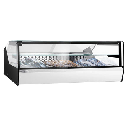 GGM Gastro Countertop refrigerated display case - 870mm - front sliding plexiglass doors - for fish & meat - for up to 3x GN 1/1