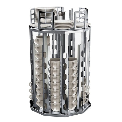 GGM Gastro Cup & Saucer Dispenser - rotating - Stainless Steel - Countertop Version