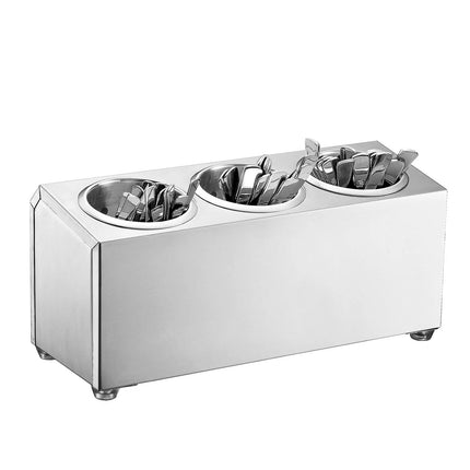 GGM Gastro Cutlery Cylinder Holder - 385x150mm - Height: 180mm - Stainless steel - for 3 cutlery holders