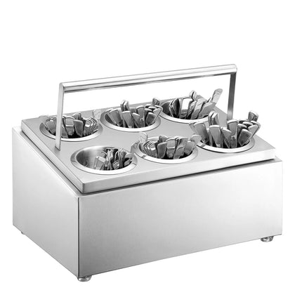 GGM Gastro Cutlery Cylinder Holder - 385x305mm - Height: 200mm - Stainless steel - for 6 cutlery holders - with carry handle