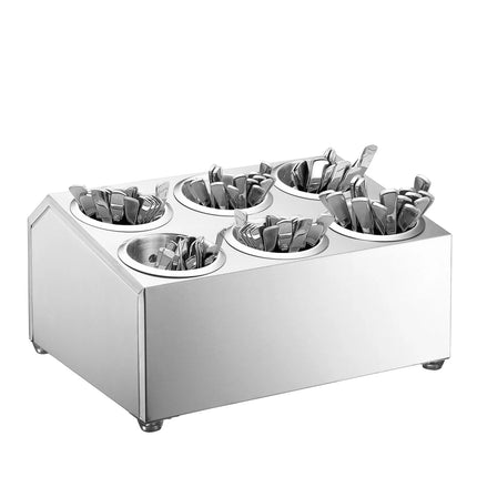 GGM Gastro Cutlery Cylinder Holder - 385x305mm - Height: 200mm - Stainless steel - with 6 containers - for 6 cutlery holders - incl. 6 stainless steel holders