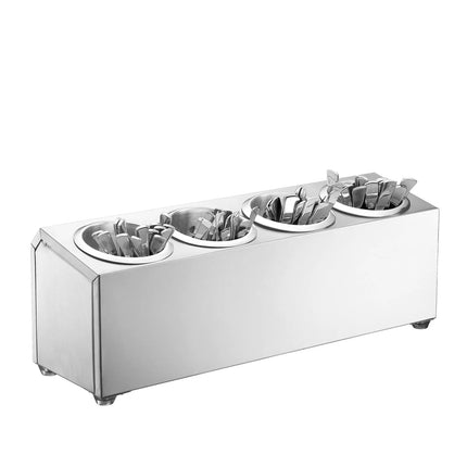GGM Gastro Cutlery Cylinder Holder - 505x150mm - Height: 180mm - Stainless steel - for 4 cutlery holders - incl. 4 stainless steel holders