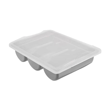 GGM Gastro Cutlery Tray - 415x300mm - Height: 107mm - Polypropylene (PP) - incl. lid - with 3 compartments - Grey