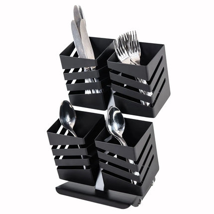 GGM Gastro Cutlery Tray - Stainless steel - with 4 compartments - Black