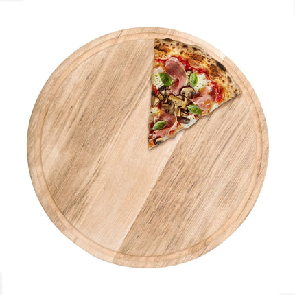 GGM Gastro Đĩa Pizza Phẳng - Gỗ - Ø340mm - Có Rãnh Hứng Nước