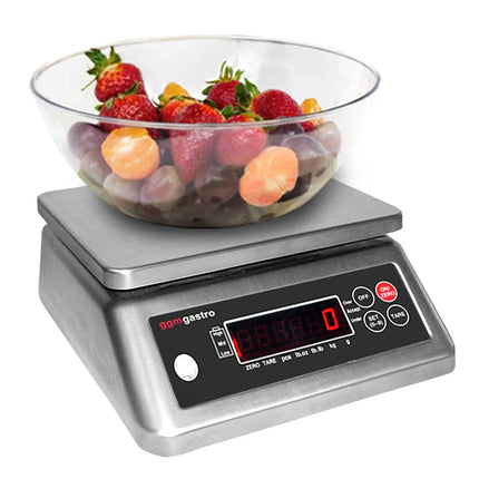 GGM Gastro Digital Kitchen Scale - Capacity: 6kg - Graduation: 2g - Platform: 225x190mm - IP67 Waterproof - Dual Display