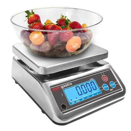GGM Gastro Digital Kitchen Scale / Trade Approved Scale - Capacity: 6kg - Graduation: 2g - Platform: 190x230mm - IP67 Waterproof