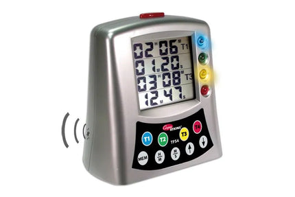 GGM Gastro Digital Timer – 4-channel programmable - 4 alarm tones - large LED display - food-safe - CE marked