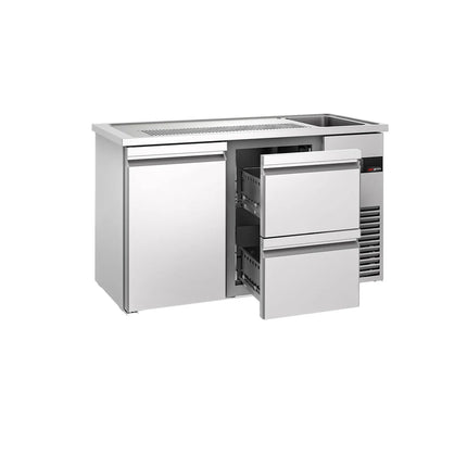 GGM Gastro Direct Draw Beer Dispenser / Kegerator PREMIUM - 1550x700mm - 1 Solid Door & 2 Drawers