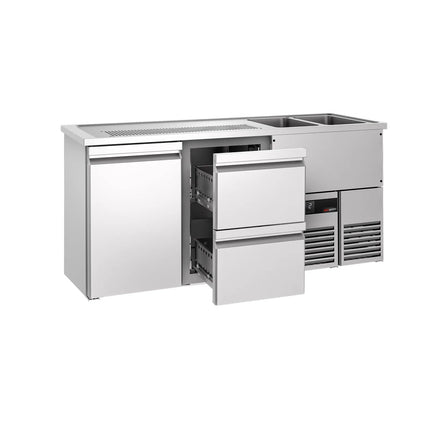 GGM Gastro Direct Draw Beer Dispenser / Kegerator PREMIUM - 1950x700mm - 1 Solid Door & 2 Drawers