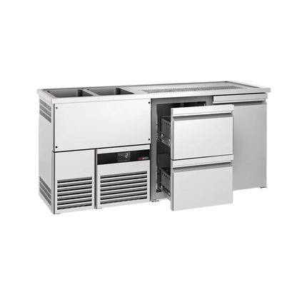 GGM Gastro Direct Draw Beer Dispenser / Kegerator PREMIUM - 1950x700mm - 1 Solid Door & 2 Drawers