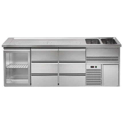 GGM Gastro Direct Draw Beer Dispenser / Kegerator PREMIUM – 2500×700 mm – Glass Door, 6-Drawer