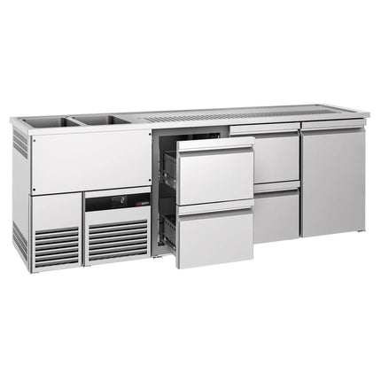 GGM Gastro Direct Draw Beer Dispenser / Kegerator PREMIUM - 2500x700mm - 1 Solid Door & 4 Drawers