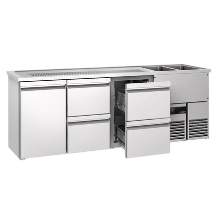 GGM Gastro Direct Draw Beer Dispenser / Kegerator PREMIUM - 2500x700mm - 1 Solid Door & 4 Drawers