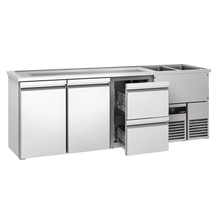 GGM Gastro Direct Draw Beer Dispenser / Kegerator PREMIUM - 2500x700mm - 2 Doors & 2 Drawers