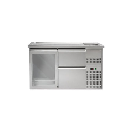 GGM Gastro Direct Draw Beer Dispenser / Kegerator PREMIUM PLUS - 1550x700mm - 1 Glass Door & 2 Drawers