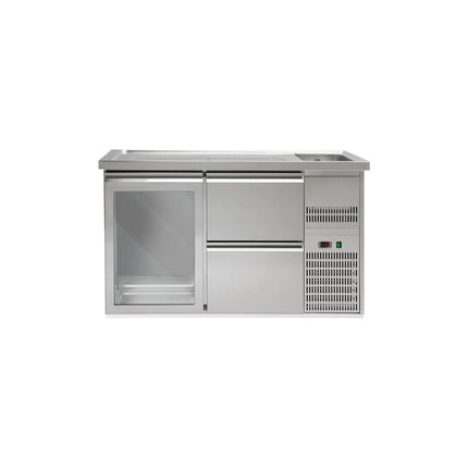 GGM Gastro Direct Draw Beer Dispenser / Kegerator PREMIUM PLUS - 1550x700mm - Single Glass Door & 2 Drawers