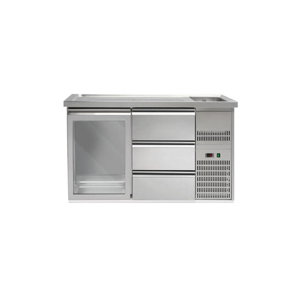 GGM Gastro Direct Draw Beer Dispenser / Kegerator PREMIUM PLUS - 1550x700mm - Single Glass Door & 3 Drawers