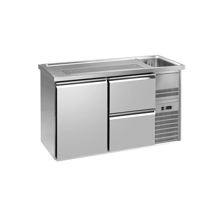 GGM Gastro Direct Draw Beer Dispenser / Kegerator PREMIUM PLUS - 1550x700mm - Single Solid Door & 2 Drawers