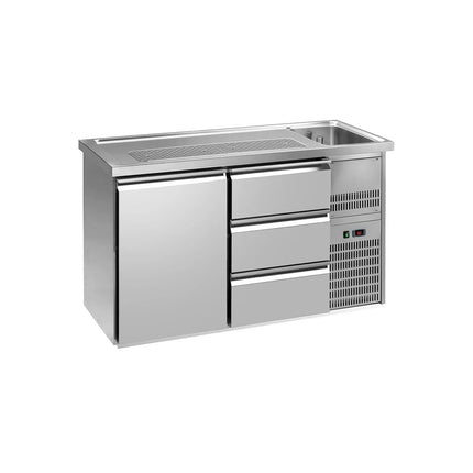 GGM Gastro Direct Draw Beer Dispenser / Kegerator PREMIUM PLUS - 1550x700mm - 1 Solid Door & 3 Drawers