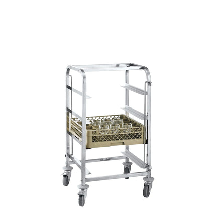 GGM Gastro Dishwasher Basket Trolley - for 4 Baskets - Basket Size: 400x400mm - with 4 storage areas